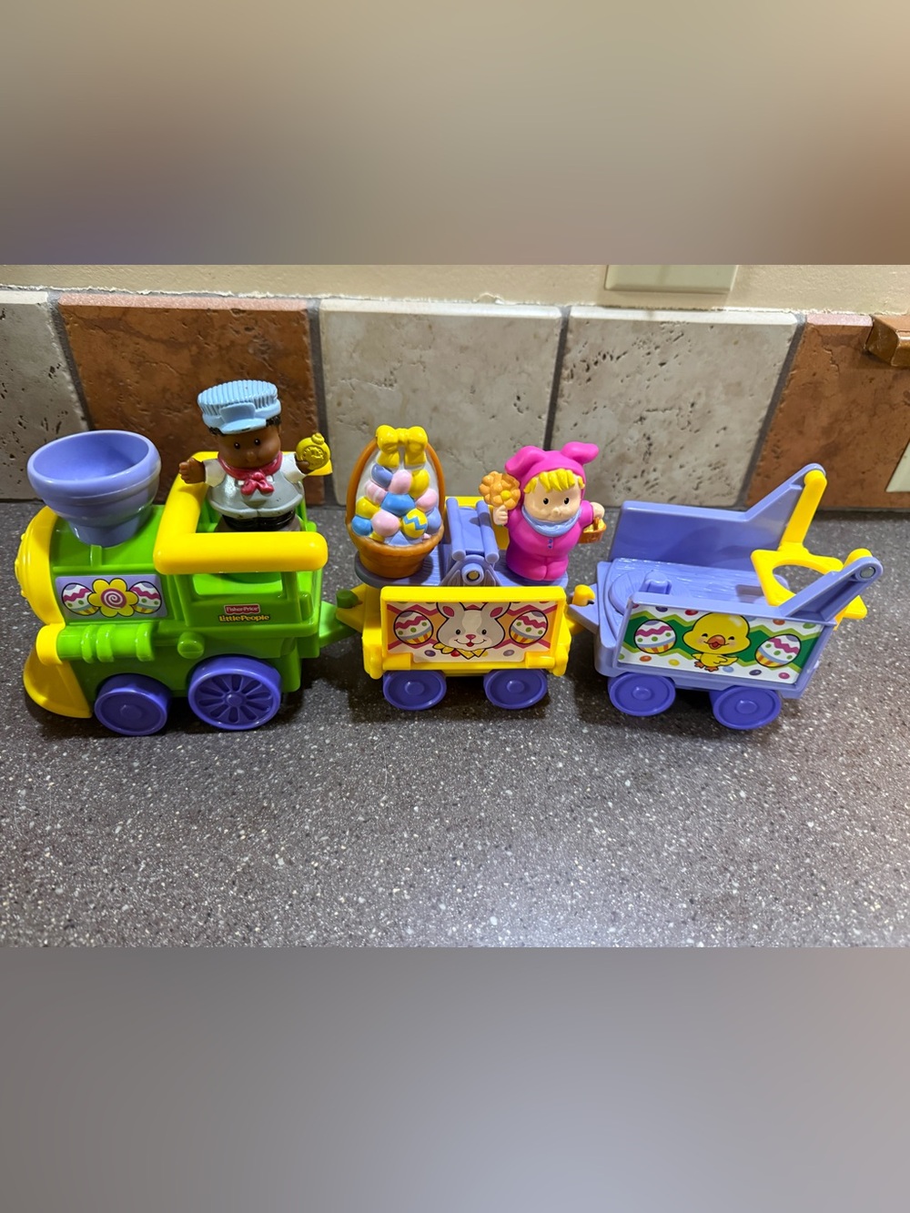 Fisher-Price Green, Purple & Yellow Easter Train Playset with Figures
